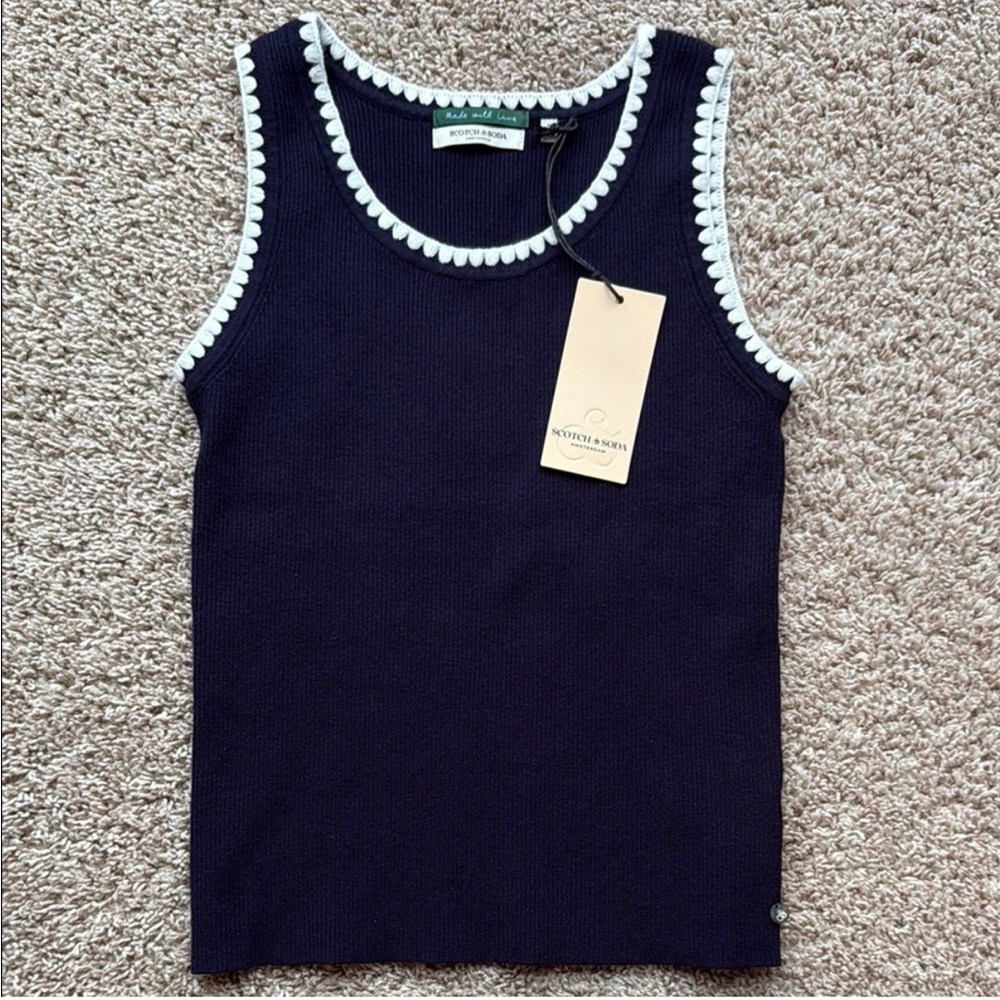 Scotch & Soda knit navy tank top